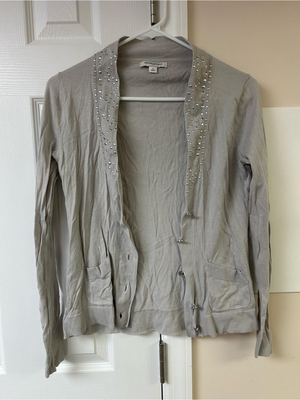 Banana Republic Gray Pocket Cardigan Sweater Embellishments
